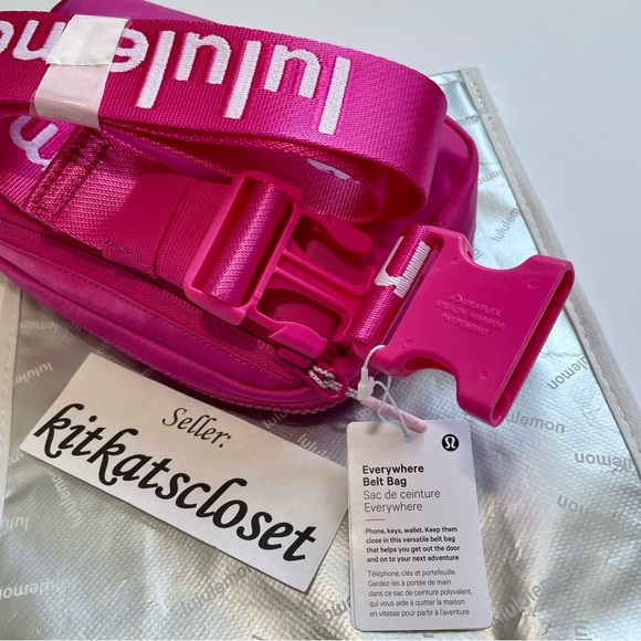 🆕 SONIC PINK/WHITE WORDMARK LOGO - NWT lululemon everywhere belt bag EBB 1L - Picture 6 of 11